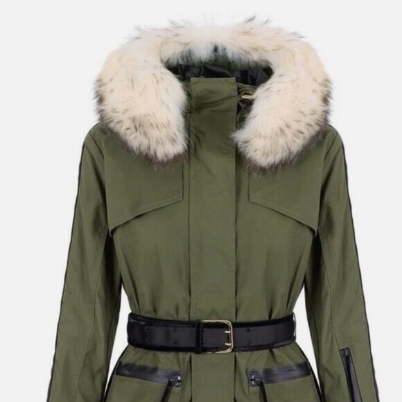 Troy of London Amanda Wakely Elements Parka Coat Green Medium Faux Fur NWT - Picture 1 of 6